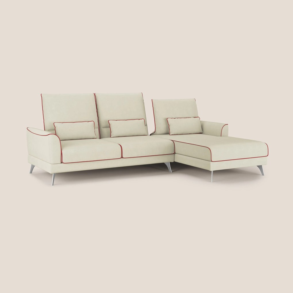 Tommy Divano angolare bicolore con relax e schienali traslanti in microfibra smacchiabile T11 panna - rosso