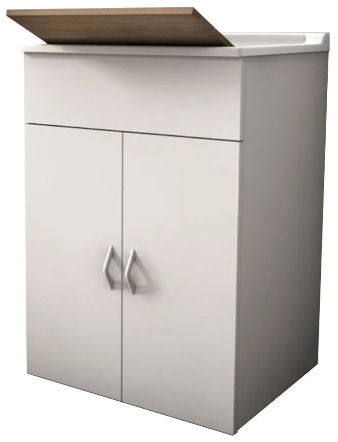 Mobile lavatoio bianco da 60 cm salvaspazio con tavola
