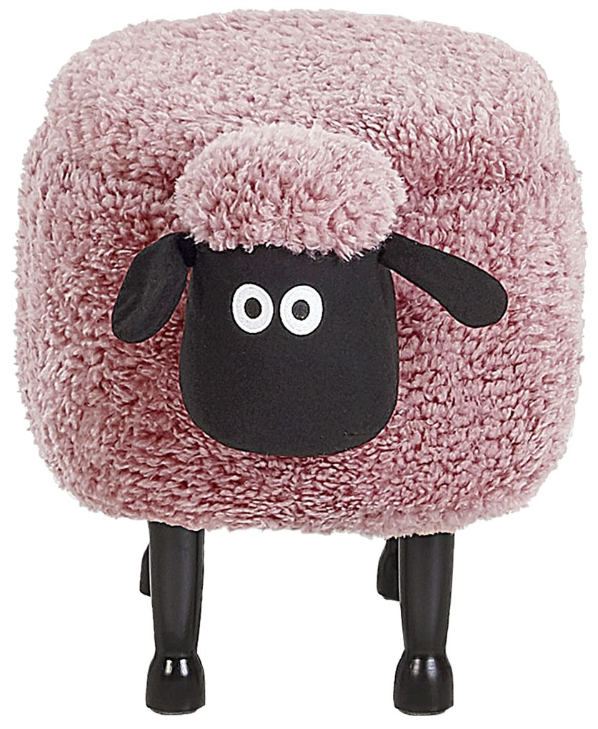 Pouf animaletto in tessuto rosa SHEEP Beliani