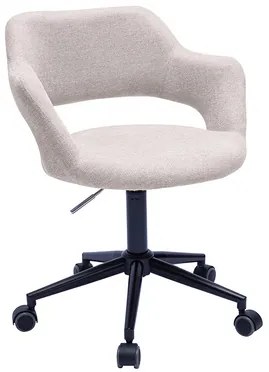 Sedia da ufficio con ruote design in tessuto effetto velluto beige e metallo nero JESSY