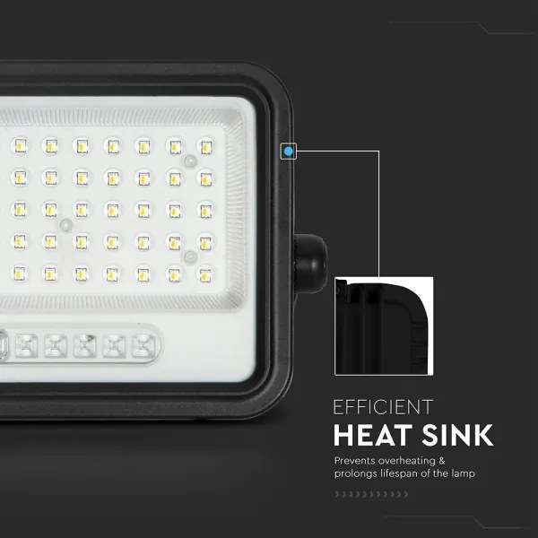 Faretto solare dimmerabile a LED 100W/3,2V IP65 5000 mAh nero + telecomando
