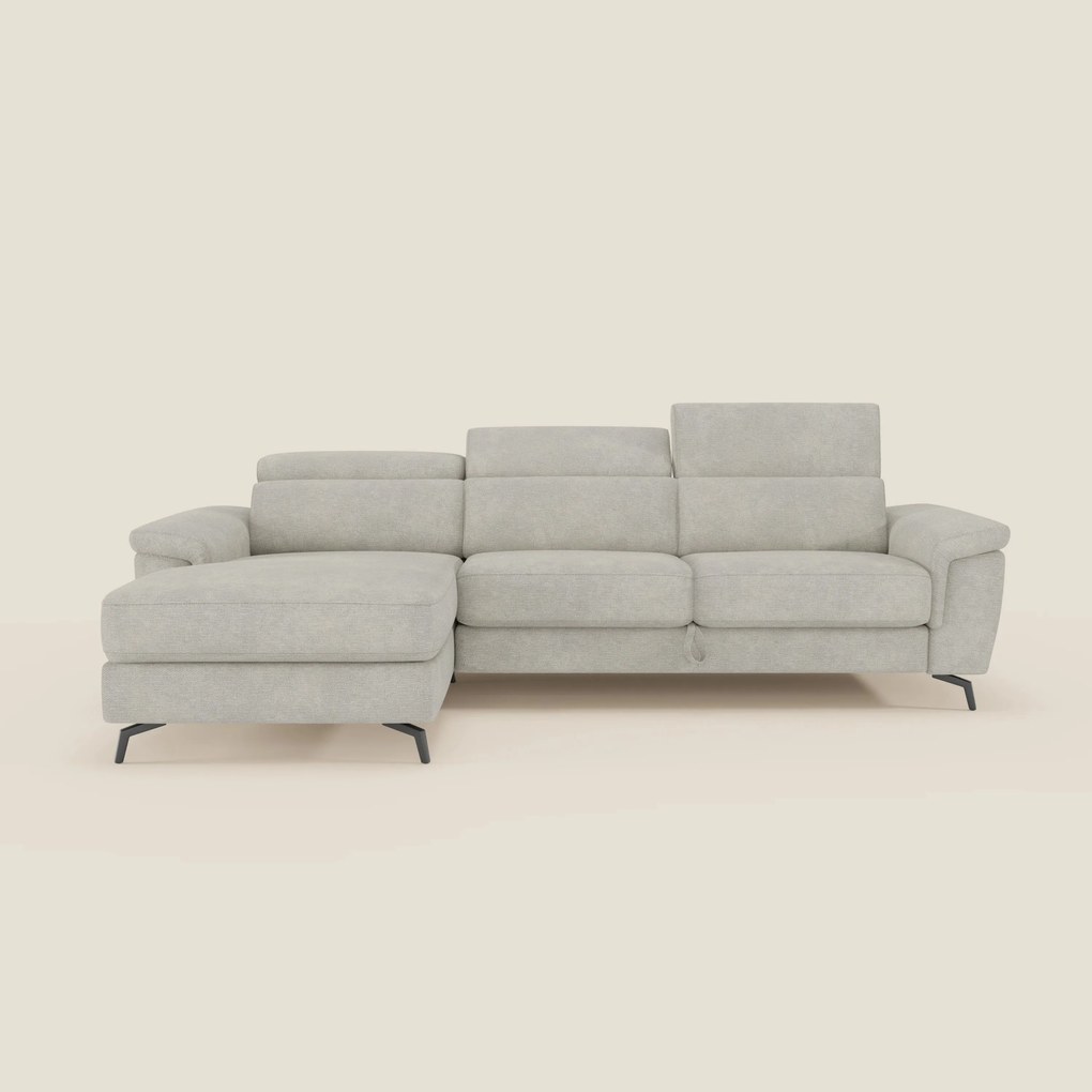 Estro Divano estraibile con chaise-longue e poggiatesta reclinabili in tessuto impermeabile T14 panna