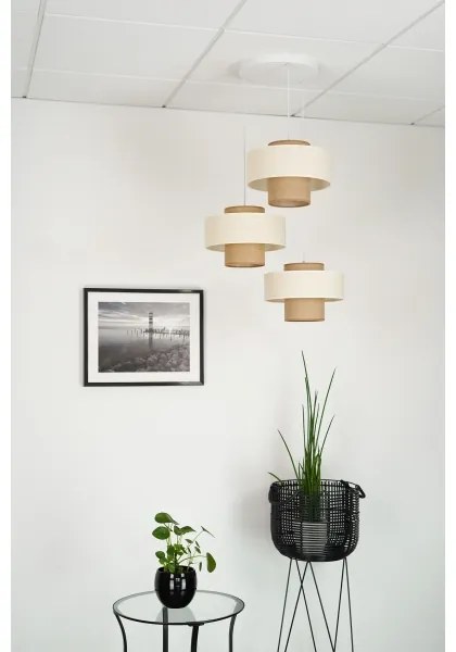 Brilagi - Lampadario a sospensione con filo DALLAS 3xE27/15W/230V marrone/color crema/bianco