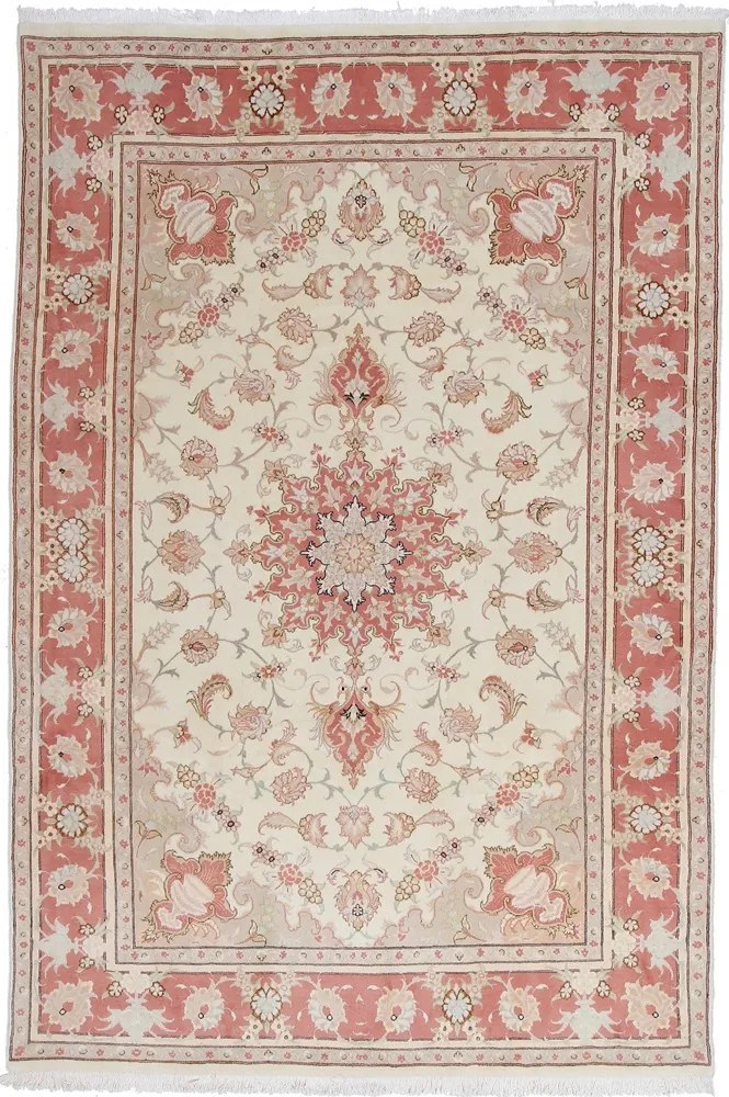 Tabriz Tappeto 290x200 Rosa (Iran) Annodato A Mano