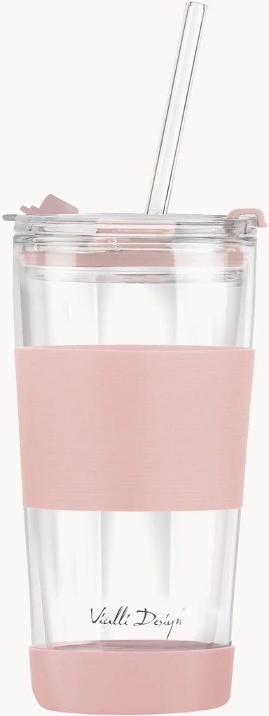 Tazza termica in vetro borosilicato con cannuccia Fuori