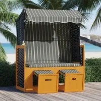 Strandkorb Tettoria Polyrattan e Legno Massello Nero e Grigio cod mxl 7487