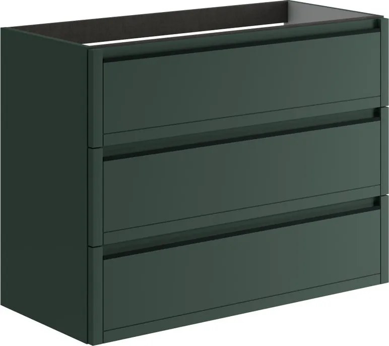 Mobile da bagno sospeso sotto lavabo L 99.5 x H 78 x P 45.5 cm verde opaco, 3 cassetti TRATTO