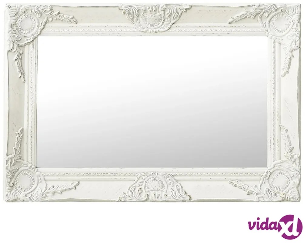 vidaXL Specchio da Parete Stile Barocco 60x40 cm Bianco