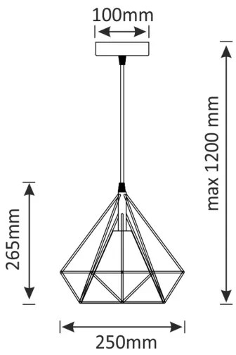 Lampadario su fune BROXTON 1xE27/20W/230V