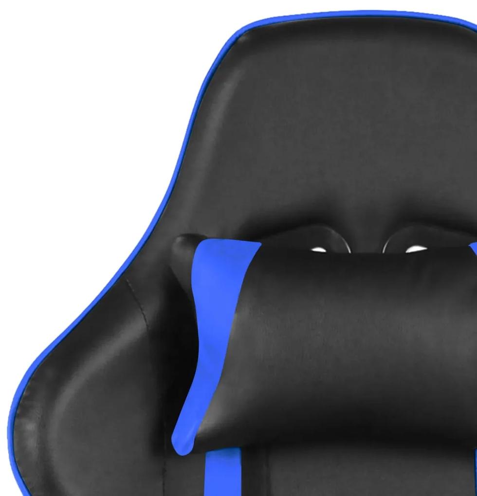 Sedia da Gaming Girevole con Poggiapiedi Blu in PVC