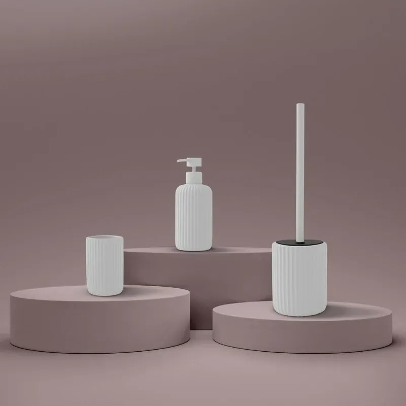 Dispenser sapone bianco in ceramica soft touch capienza 330 ml Spring