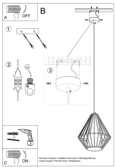 Lampadario a sospensione con filo DEMI 1xE27/60W/230V bianco