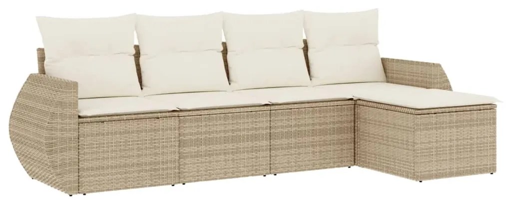 Set divano da giardino 5 pz con cuscini beige in polyrattan