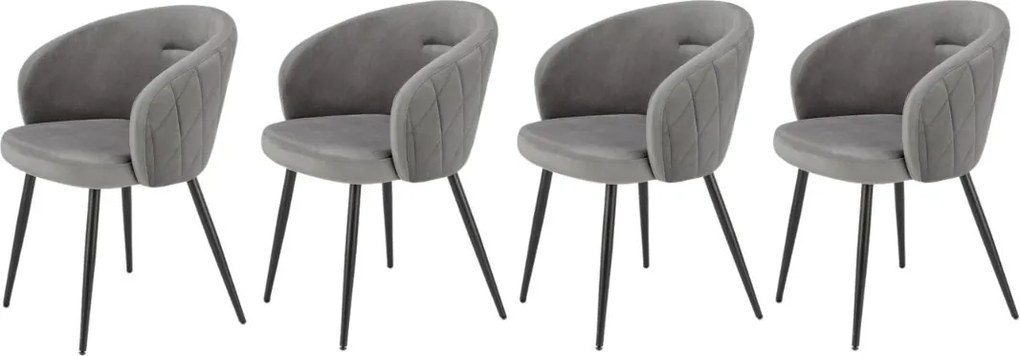 Set di 4 sedie K430 in velluto grigio