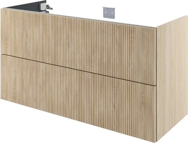 Mobile da bagno sottolavabo Neo Groove L120 X P48 X H70 due cassetti, rovere naturale cannettato