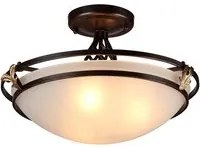 Plafoniera Contemporanea Combinare Metallo Bronzo 3 Luci Diffusore In Vetro