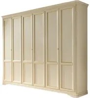 Armadio shabby classico 6 ante in legno avorio/oro l.310 p.60 h.250 - Mobili 2G