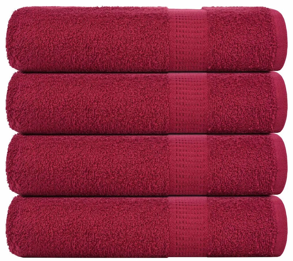 Asciugamani Da Bagno 4pz Bordeaux 100x150cm 360g/m² 100% Cotone /