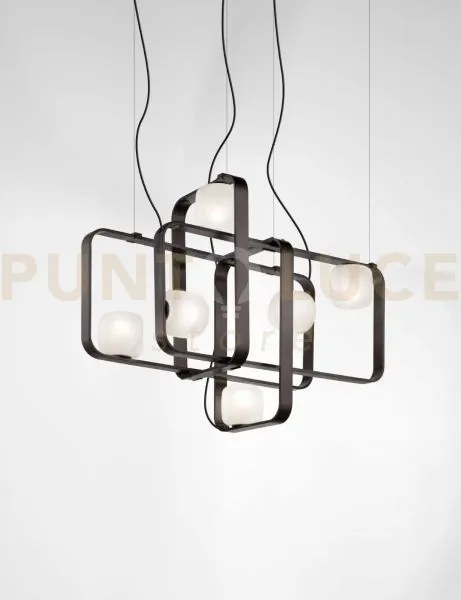 Groove sospensione 4 bianco sfumato antracite 6 luci attacco e14