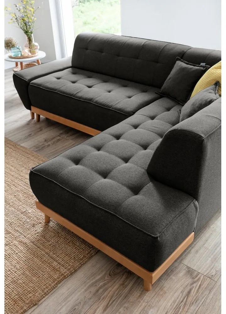 Divano letto angolare grigio scuro L, angolo destro Dazzling Daisy - Miuform