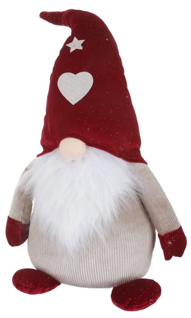 Gnomo Natale fermaporta 75 cm cappello rosso cuore