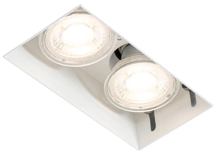 Set di 6 faretti incasso bianchi GU10 50mm 2 luci senza cornice - Oneon
