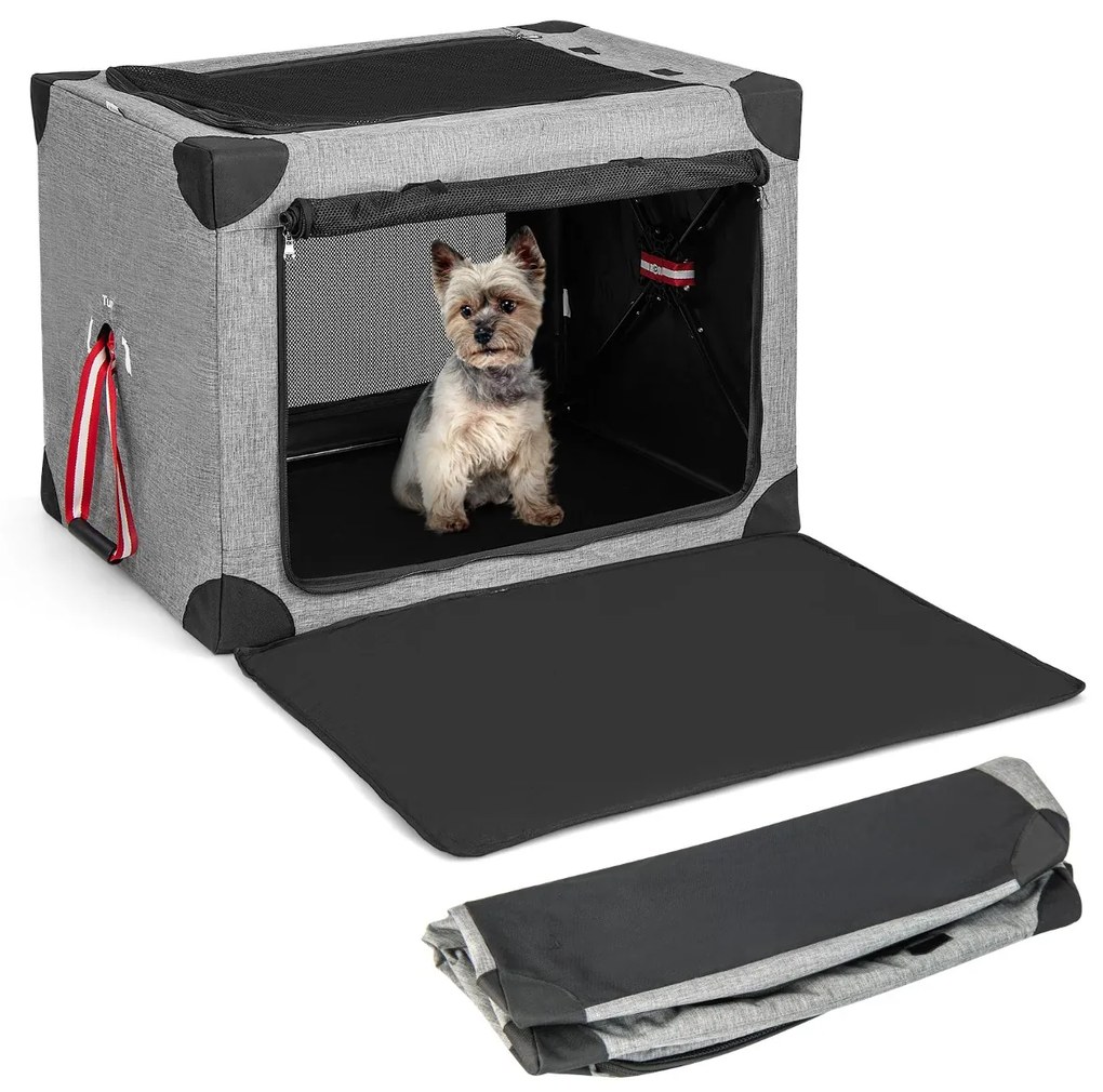 Costway Trasportino per cani pieghevole con 3 aperture telaio in metallo, Kennel portatile morbido da viaggio 3 Dimensioni