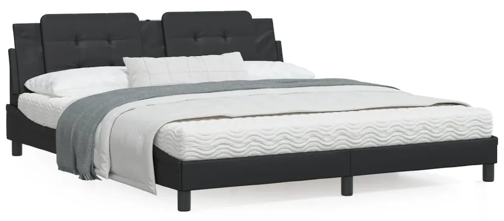 Giroletto Con Testiera Nero 180x200 Cm İn Similpelle /