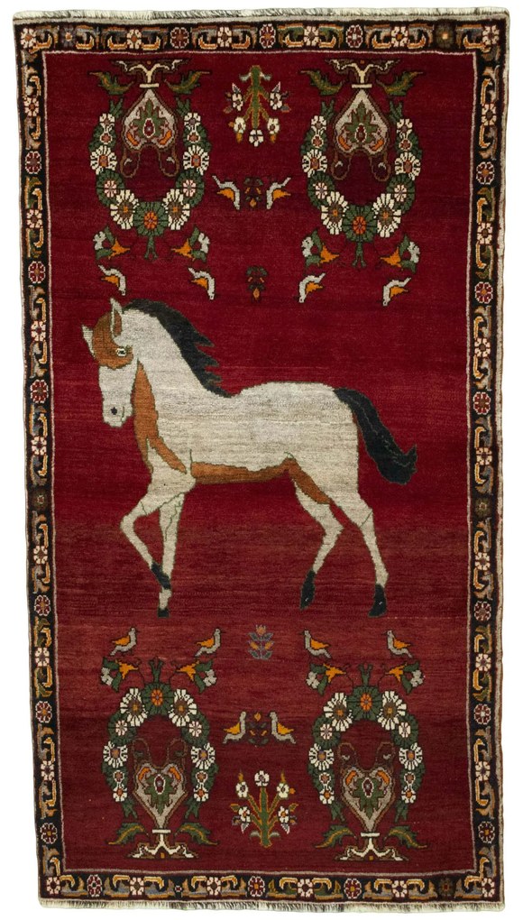 Gabbeh Tappeto 110x200 Rosso (Iran) Annodato A Mano