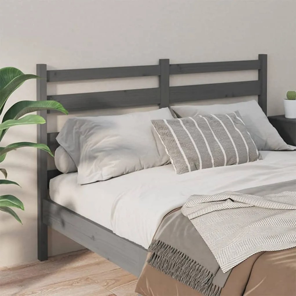 Testiera per letto grigia 146x4x100cm in legno massello di pino