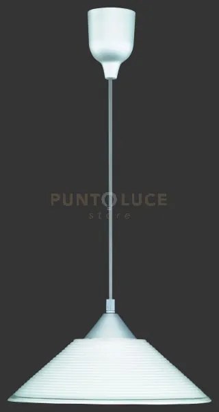Diego sospensione in vetro cono righe bianco d.30cm 1 luce attacco e27