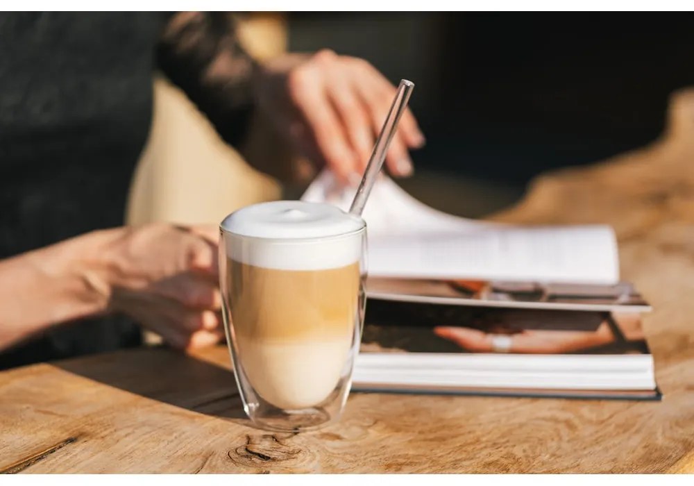 Tazze in set con parete doppia/da latte in vetro 6 pz 350 ml – Vialli Design