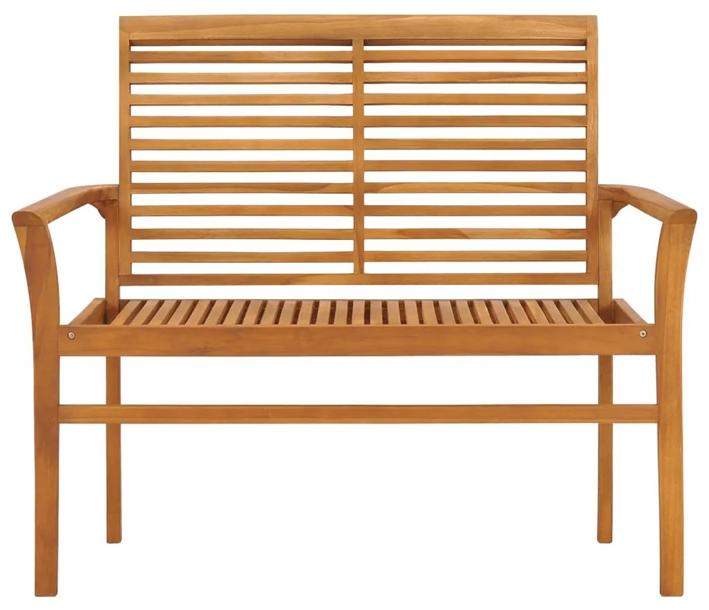 Panca da giardino con cuscino rosso a quadri 112 cm legno teak