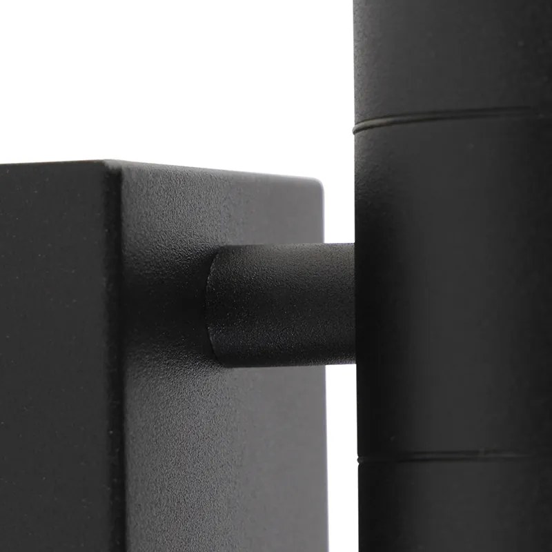 Lampada da parete per esterni nera a 2 luci con sensore di movimento IP44 - Duo