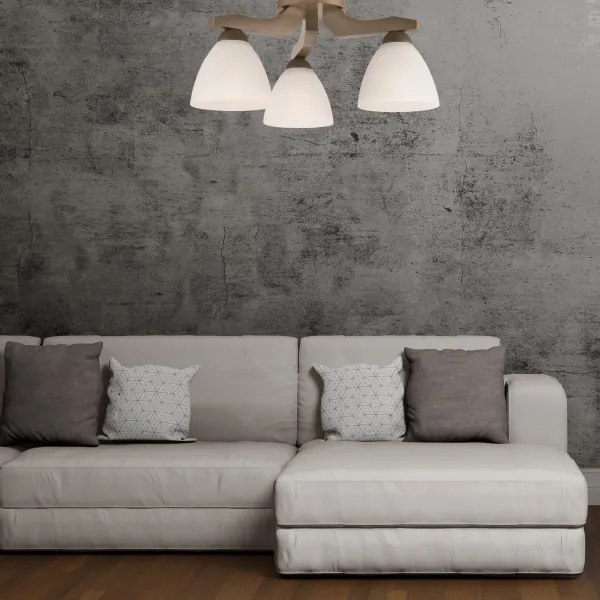 Lampadario a soffitto ADRIANO 3xE27/60W/230V faggio