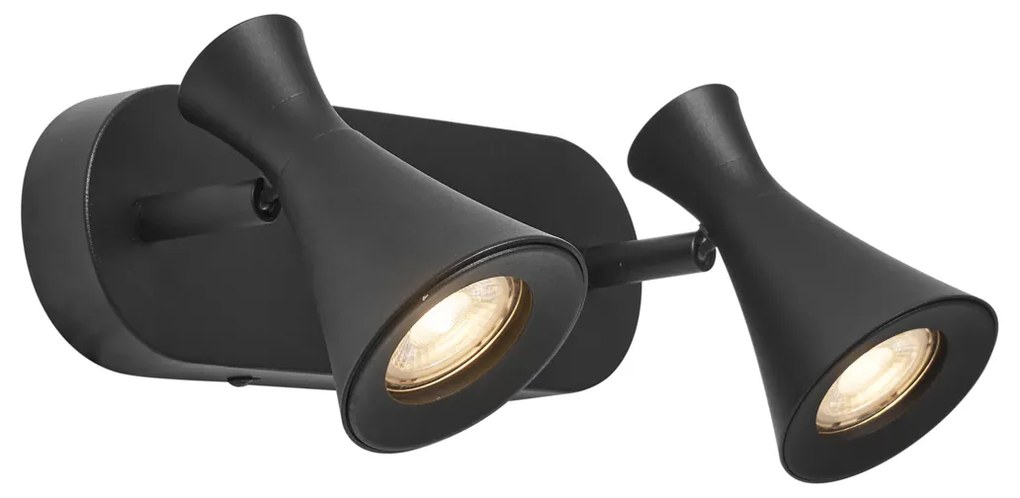 Faretto da soffitto moderno nero 2 luci regolabile - Triangle