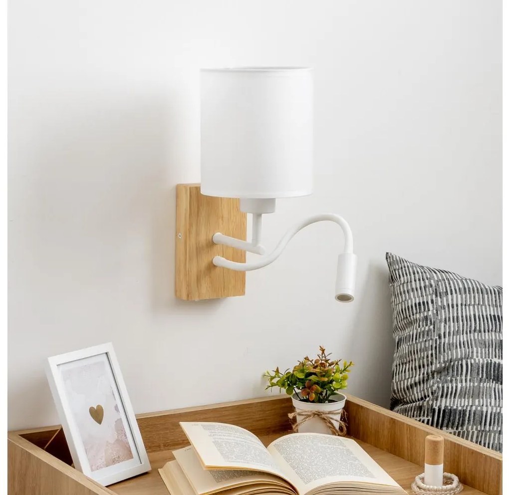 Brilagi - Applique a LED NUBILA WOOD 1xE27/25W/230V + LED/3W quercia/bianco