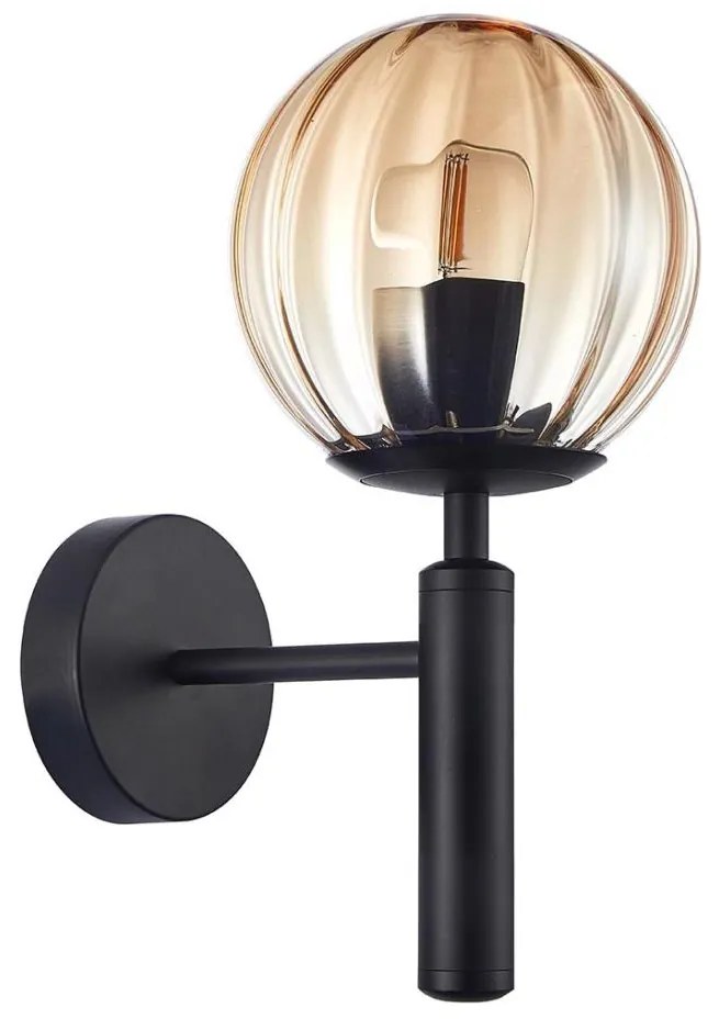 ITALUX WL-2324-1 BK+AMB - Applique RAVENA 1xE27/10W/230V nero