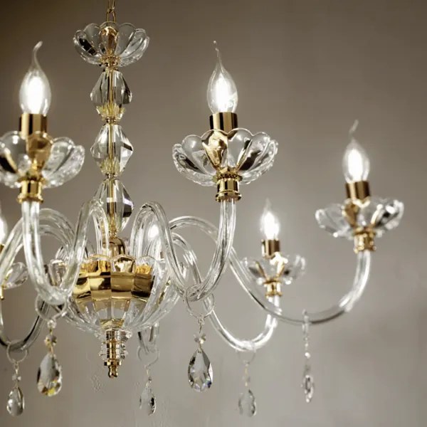 Lampada a sospensione 6 luci - cristallo e vetro D70 cm BRIGIDA