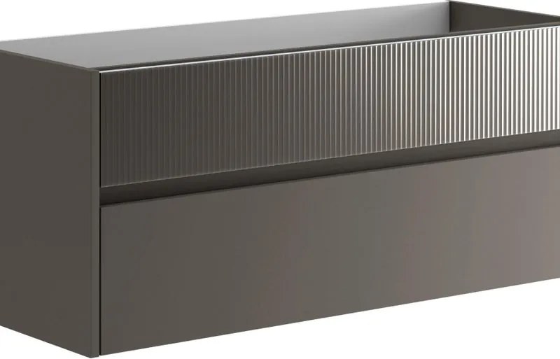 Mobile da bagno sospeso sotto lavabo Niwa 2 cassetti ideale per doppia vasca L119.5 x H50 x P45.5cm grigio carbone cannettato