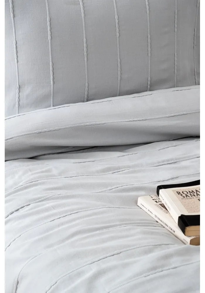 Set con copriletto e federa grigio in cotone 210x220 cm Sedef – Mijolnir
