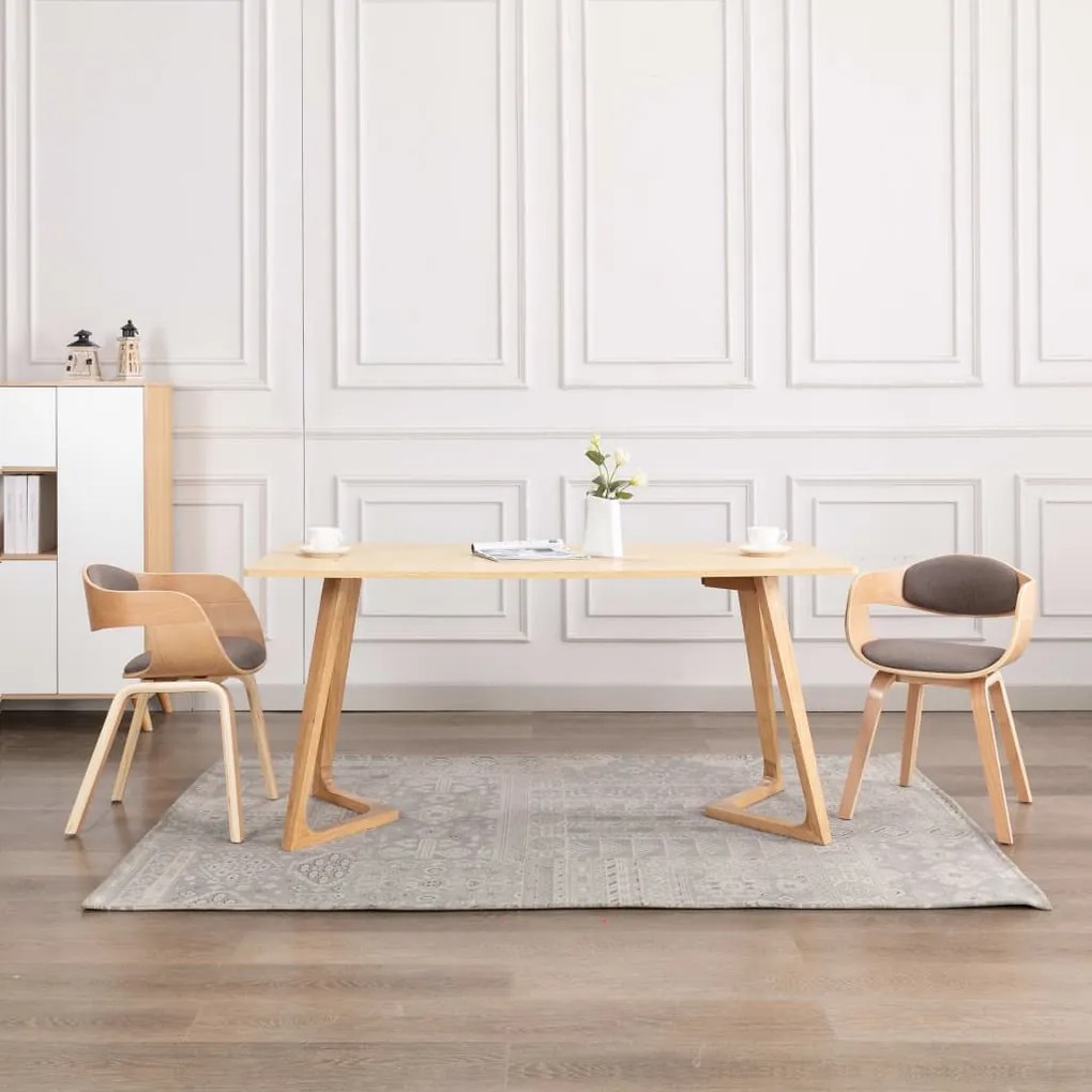 Sedie Da Pranzo 2 Pz Grigie İn Legno Piegato E Tessuto Talpa /
