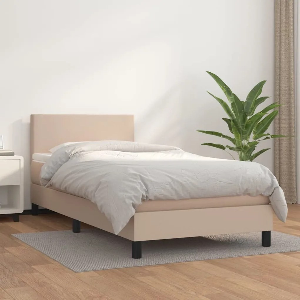 Giroletto A Molle Con Materasso Cappuccino 80x200 Cm Similpelle /