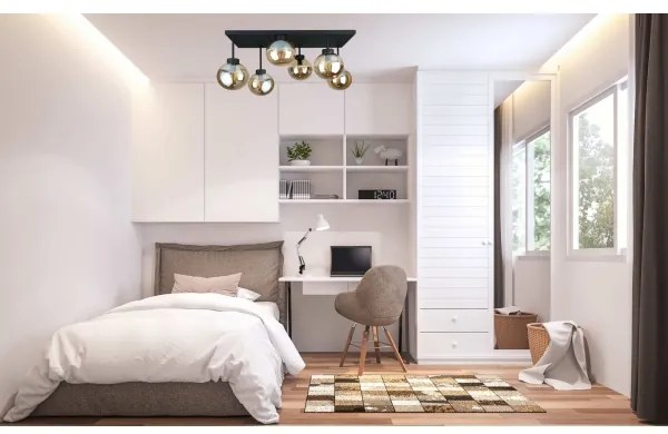 Lampadario a plafone DEA 6xE14/60W/230V nero/fumé beige