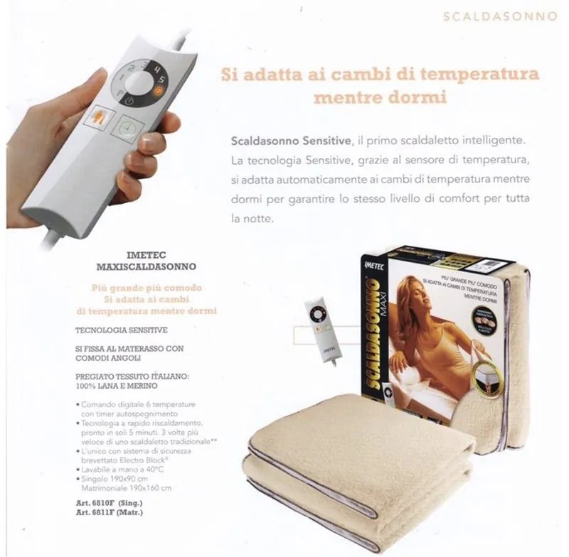Scaldasonno Scaldaletto Singolo Imetec Sensitive Maxi