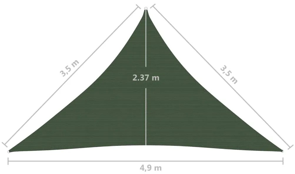 Vela Parasole 160 g/m² Verde Scuro 3,5x3,5x4,9 m in HDPE