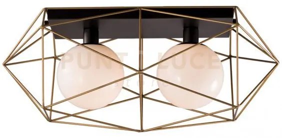 Plafoniera abraxas nera e oro 2 luci attacco e27 40x18,5x26,5cm in ...