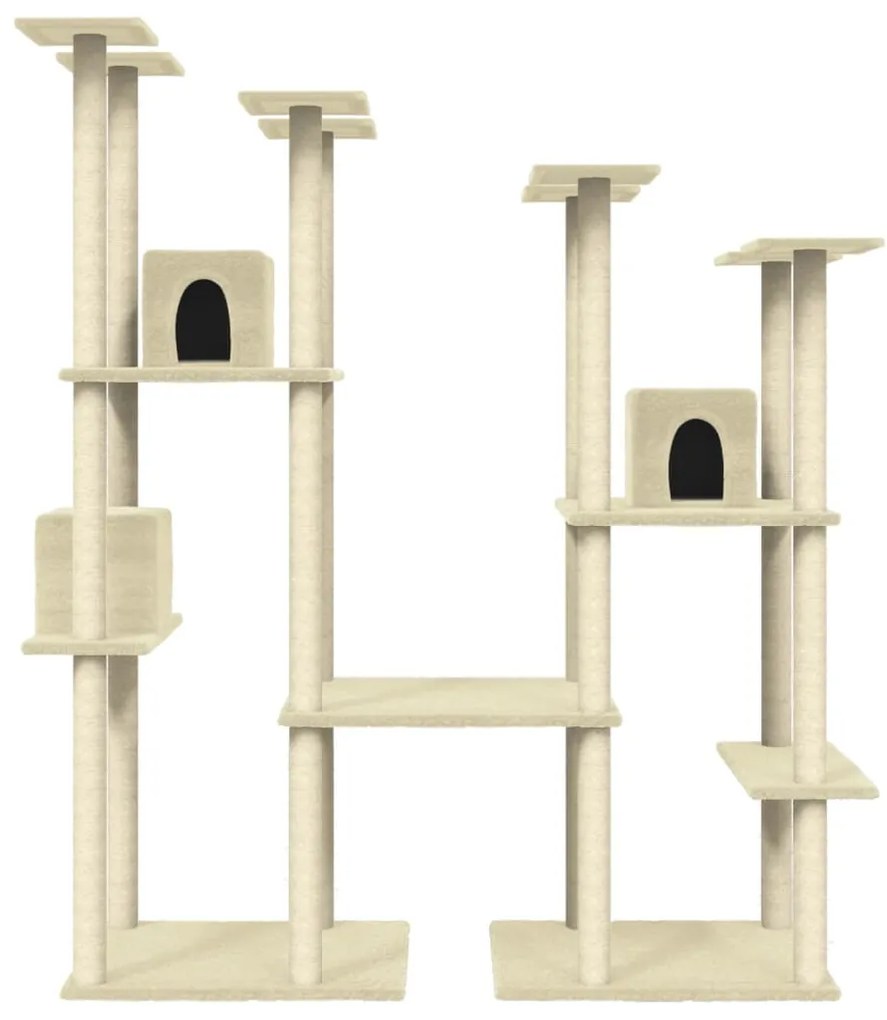 Albero per gatti con tiragraffi in sisal crema 174 cm