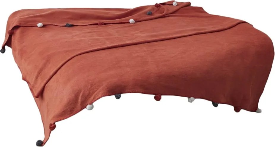 Copriletto color mattone in vello 150x200 cm Pom Pom – Mijolnir