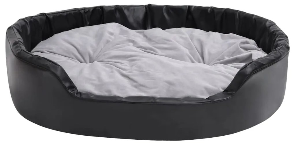 Lettino per cani nero e grigio 99x89x21 cm peluche e similpelle